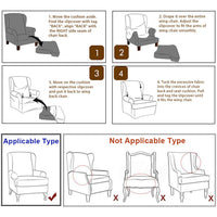 Wing Chair Slipcover Stretch Fit Armchair Protector Cover Coffee