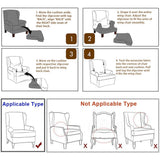 Wing Chair Slipcover Stretch Fit Armchair Protector Cover Deep Grey
