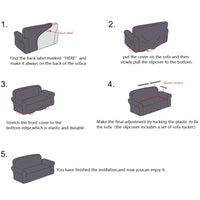 Seersucker Sofa Cover with Skirt Stretch Anti-dirty Slipcovers Grey