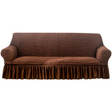 Seersucker Sofa Cover with Skirt Stretch Anti-dirty Slipcovers Coffee
