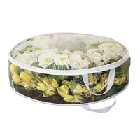 Round Transparent Christmas Wreath Packaging Bag Organizer 76 x 20cm White