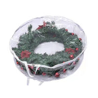 Round Transparent Christmas Wreath Packaging Bag Organizer 76 x 20cm White