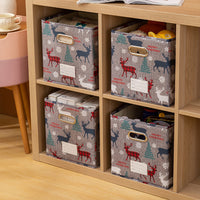 Stackable Storage Box Container Tote Cube Organizer Christmas Gray Style