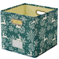 Stackable Storage Box Container Tote Cube Organizer Christmas Green Style
