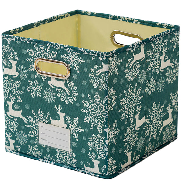Stackable Storage Box Container Tote Cube Organizer Christmas Green Style
