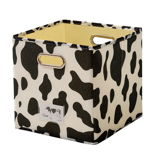 Stackable Storage Box Container Tote Cube Organizer Cartoon Cow Pattern Style
