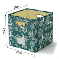 Stackable Storage Box Container Tote Cube Organizer Christmas Green Style