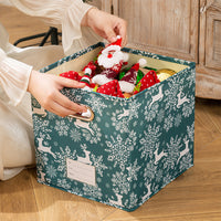 Stackable Storage Box Container Tote Cube Organizer Christmas Green Style