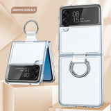 Transparent Phone Case with Ring for Samsung Galaxy Z Flip 4 5G Shockproof Protective Phone Case-Glossy Transparent Style