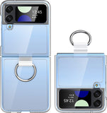 Transparent Phone Case with Ring for Samsung Galaxy Z Flip 4 5G Shockproof Protective Phone Case-Glossy Transparent Style