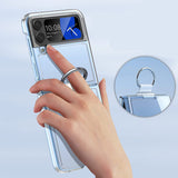 Transparent Phone Case with Ring for Samsung Galaxy Z Flip 4 5G Shockproof Protective Phone Case-Glossy Transparent Style