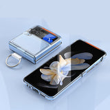 Transparent Phone Case with Ring for Samsung Galaxy Z Flip 4 5G Shockproof Protective Phone Case-Glossy Transparent Style