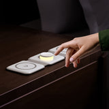 3 in 1 Foldable Magnetic Qi Wireless Charger with Night Light Fast Charging Dock Station for iPhone Apple Watch Airpods White