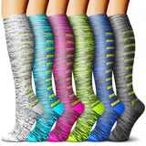 6 Pairs Set Compression Socks Knee High Nylon Stocking Leg Support Socks for Men and Women European size 34-39 -Style 4