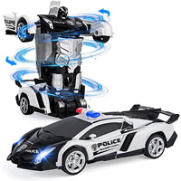 Transforming Racing Car Toys Auto Demo 360 Rotation Drifting -White