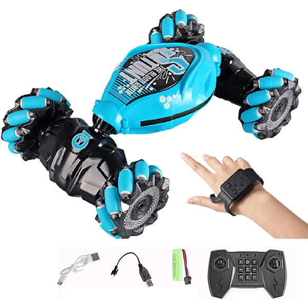Remote Hand Control Watch Gesture Sensor Twist Car Toy USB charging Car Toy -Blue