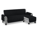 Waterproof Reversible L Shaped Sofa Cover Sectional Couch Chaise Lounge Covers Black-S Size