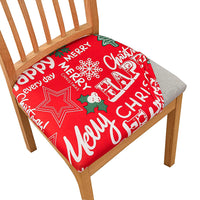 4Pcs Christmas Printed Stretch Dining Chair Seat Cover Chair Seat Slipcovers-Style 1