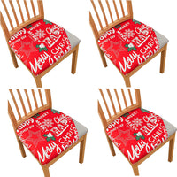 4Pcs Christmas Printed Stretch Dining Chair Seat Cover Chair Seat Slipcovers-Style 1