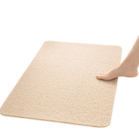 Anti-Slip Shower Loofah Bathroom Bath Mat Carpet Water Drains 44 x 75cm -Beige
