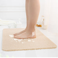 Anti-Slip Shower Loofah Bathroom Bath Mat Carpet Water Drains 44 x 75cm -Beige