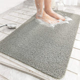 Anti-Slip Shower Loofah Bathroom Bath Mat Carpet Water Drains 44 x 75cm -Grey