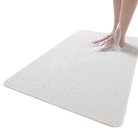 Anti-Slip Shower Loofah Bathroom Bath Mat Carpet Water Drains 44 x 75cm -White