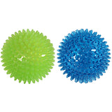 Set of 2 Pcs Pet Dog Squeaky Toys Spiky Dog Balls Cleaning Teeth Chewing Toys -Blue and Green