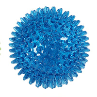 Set of 2 Pcs Pet Dog Squeaky Toys Spiky Dog Balls Cleaning Teeth Chewing Toys -Blue and Green