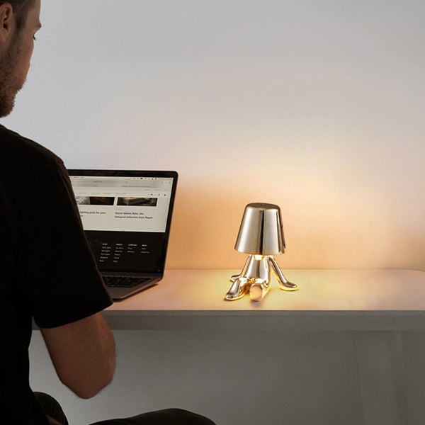 Little Man Table Lamp Thinker LED Night Light Coffee Bar Bedroom Room Decor Gift-Style B