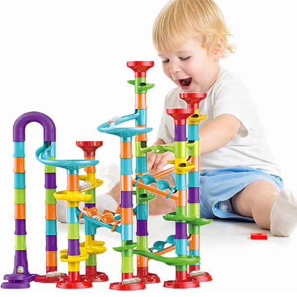 113pcs Elevator Marble Run Race Learning Toy Games Block DIY Maze Ball Track Set