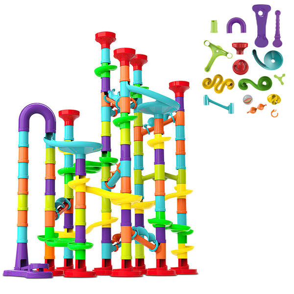 142pcs Elevator Marble Run Race Learning Toy Games Block DIY Maze Ball Track Set