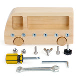 Busy Bus Nuts Screw Driver Wooden Board Sensory Kids Learning Toy