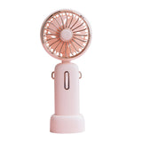 Mini Fan Speeds Adjustable Rechargeable Electric Desktop Fan Handheld Fan with Hanging Rope-Pink