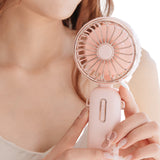 Mini Fan Speeds Adjustable Rechargeable Electric Desktop Fan Handheld Fan with Hanging Rope-Pink