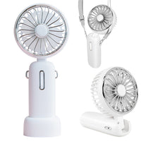 Mini Fan Speeds Adjustable Rechargeable Electric Desktop Fan Handheld Fan with Hanging Rope-White