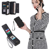 For iPhone 14 Series Women Wallet Case Flip Detachable with Card Holder Phone Cover Purse