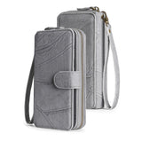 For iPhone 14 Series Women Wallet Case Flip Detachable with Card Holder Phone Cover Purse Grey