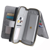 For iPhone 14 Series Women Wallet Case Flip Detachable with Card Holder Phone Cover Purse Grey
