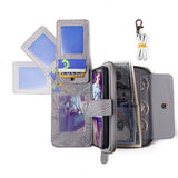 For iPhone 14 Series Women Wallet Case Flip Detachable with Card Holder Phone Cover Purse Grey