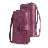 For iPhone 14 Series Women Wallet Case Flip Detachable with Card Holder Phone Cover Purse Wine Red