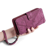 For iPhone 14 Series Women Wallet Case Flip Detachable with Card Holder Phone Cover Purse Wine Red