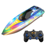 Kids RC Boats with LED Light 2.4GHz 15KM/H Speed Racing Remote Control Ship