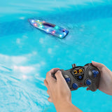 Kids RC Boats with LED Light 2.4GHz 15KM/H Speed Racing Remote Control Ship
