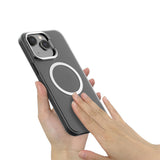 For iPhone 14 Plus Magnetic Magsafe Case Shockproof Case Cover-Transparent Black