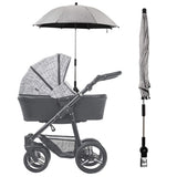 Baby Strollers Umbrella with Adjustable Clamp Sun Shade Umbrella for Trolley-Grey