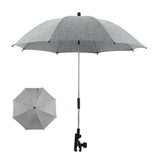 Baby Strollers Umbrella with Adjustable Clamp Sun Shade Umbrella for Trolley-Grey