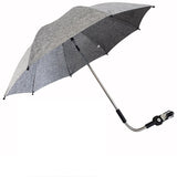Baby Strollers Umbrella with Adjustable Clamp Sun Shade Umbrella for Trolley-Grey