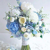 1 x 5 Heads Artificial Flower Fake Peonies Silk Home Wedding Party Decor-Blue