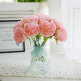 1 x 5 Heads Artificial Flower Fake Peonies Silk Home Wedding Party Decor-Pink